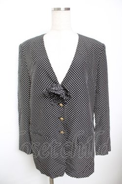 画像1: INGEBORG / リボン付きドットジャケット F 黒 Y-25-12-01-066-LO-JA-SZ-ZY