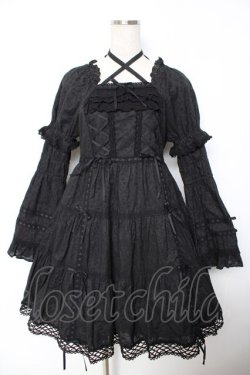 画像1: BABY, THE STARS SHINE BRIGHT / はわせドールワンピース&ヘッドドレスセット  黒×黒 Y-25-12-01-081-BA-OP-SZ-ZY