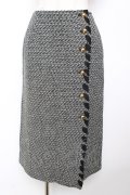 INGEBORG / リボン通しツイードスカート  黒 Y-25-12-01-100-LO-SK-SZ-ZY