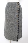 画像1: INGEBORG / リボン通しツイードスカート  黒 Y-25-12-01-100-LO-SK-SZ-ZT614 (1)