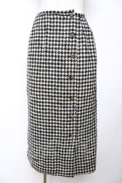 画像1: INGEBORG / 千鳥柄ウールスカート  黒 Y-25-12-01-101-LO-SK-SZ-ZY