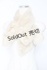 BABY, THE STARS SHINE BRIGHT / リボンとパールのファーマフラー  キャメル Y-25-12-01-017-BA-ZA-SZ-ZY