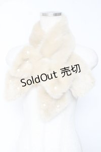 BABY, THE STARS SHINE BRIGHT / リボンとパールのファーマフラー  キャメル Y-25-12-01-017-BA-ZA-SZ-ZY