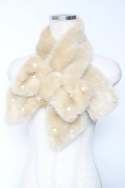 画像1: BABY, THE STARS SHINE BRIGHT / リボンとパールのファーマフラー  キャメル Y-25-12-01-017-BA-ZA-SZ-ZY