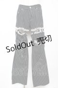 MAD / レッグカバー付きストライプパンツ M 黒 Y-25-12-01-115-PU-PA-SZ-ZY