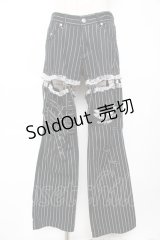 MAD / レッグカバー付きストライプパンツ M 黒 Y-25-12-01-115-PU-PA-SZ-ZY