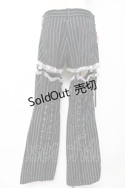 画像2: MAD / レッグカバー付きストライプパンツ M 黒 Y-25-12-01-115-PU-PA-SZ-ZY
