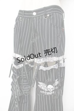 画像3: MAD / レッグカバー付きストライプパンツ M 黒 Y-25-12-01-115-PU-PA-SZ-ZY