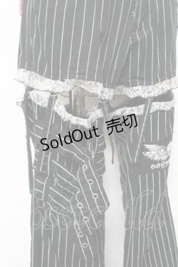 画像4: MAD / レッグカバー付きストライプパンツ M 黒 Y-25-12-01-115-PU-PA-SZ-ZY