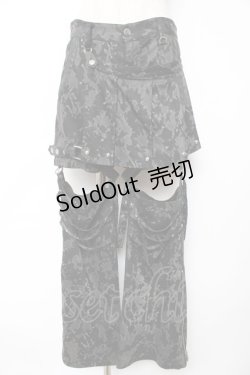 画像1: SEX POT ReVeNGe / フラップ付きレッグカバーパンツ M 黒×グレー Y-25-12-01-116-SP-PA-SZ-ZY