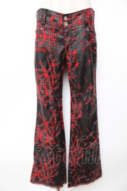 画像1: ALGONQUINS / プリント入りターランチェックパンツ 1 赤 Y-25-12-01-120-AL-PA-SZ-ZY