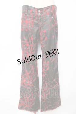 画像1: ALGONQUINS / プリント入りターランチェックパンツ 1 赤 Y-25-12-01-120-AL-PA-SZ-ZS