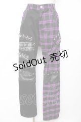 SEX POT ReVeNGe / チェック柄ツートンパンツ  黒×紫 Y-25-12-01-121-SP-PA-SZ-ZY