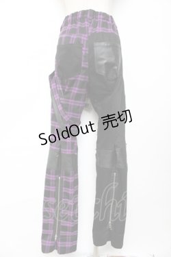 画像2: SEX POT ReVeNGe / チェック柄ツートンパンツ  黒×紫 Y-25-12-01-121-SP-PA-SZ-ZY