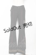 Ozz Croce / サイド編み上げ刺繍入りフレアパンツ  黒 Y-25-12-01-123-OO-PA-SZ-ZY