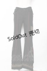 Ozz Croce / サイド編み上げ刺繍入りフレアパンツ  黒 Y-25-12-01-123-OO-PA-SZ-ZY