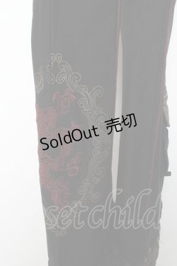 画像3: Ozz Croce / サイド編み上げ刺繍入りフレアパンツ  黒 Y-25-12-01-123-OO-PA-SZ-ZY