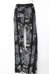 Ozz Croce / 総柄龍ptフレアスキニーパンツ  黒×白 Y-25-12-01-124-OO-PA-SZ-ZS