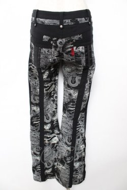画像2: Ozz Croce / 総柄龍ptフレアスキニーパンツ  黒×白 Y-25-12-01-124-OO-PA-SZ-ZY