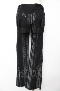 画像2: Ozz Croce / ストライプスカルptフレアパンツ  黒×グレー Y-25-12-01-125-OO-PA-SZ-ZY