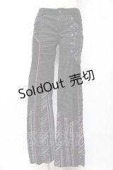 Ozz Croce / ストライプスカルptフレアパンツ  黒×赤 Y-25-12-01-126-OO-PA-SZ-ZY