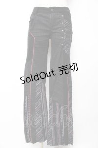 Ozz Croce / ストライプスカルptフレアパンツ  黒×赤 Y-25-12-01-126-OO-PA-SZ-ZY