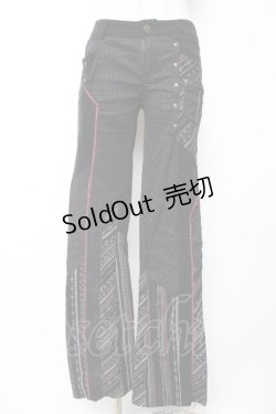 画像1: Ozz Croce / ストライプスカルptフレアパンツ  黒×赤 Y-25-12-01-126-OO-PA-SZ-ZY