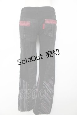 画像2: Ozz Croce / ストライプスカルptフレアパンツ  黒×赤 Y-25-12-01-126-OO-PA-SZ-ZY