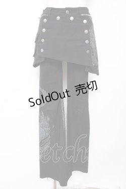 画像1: Ozz On / 龍ptスカート付きフレアパンツ  黒 Y-25-12-01-127-OO-PA-SZ-ZY