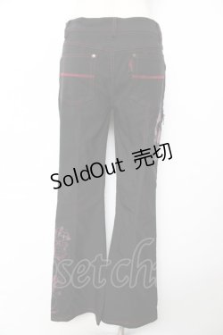 画像2: Ozz On / 英字ptフレアパンツ  黒 Y-25-12-01-130-OO-PA-SZ-ZY