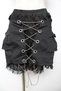 PUTUMAYO / チェーン付きフリルスカート  黒 Y-25-12-01-131-PT-SK-SZ-ZY