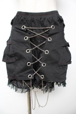 画像1: PUTUMAYO / チェーン付きフリルスカート  黒 Y-25-12-01-131-PT-SK-SZ-ZY