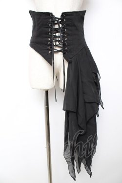 画像1: BPN / 燕尾デザインアシメソフトコルセット M 黒 Y-25-12-01-132-GO-SK-SZ-ZY