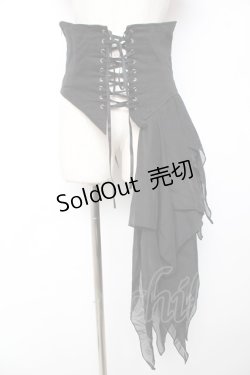 画像1: BPN / 燕尾デザインアシメソフトコルセット M 黒 Y-25-12-01-132-GO-SK-SZ-ZY