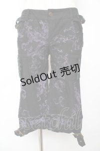 Ozz On / 龍プリントハーフパンツ  黒×紫 Y-25-12-01-133-OO-PA-SZ-ZY