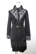 Ozz Croce / レースフリルシャツワンピース  黒 Y-25-12-01-025-OO-OP-SZ-ZY