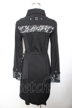 画像2: Ozz Croce / レースフリルシャツワンピース  黒 Y-25-12-01-025-OO-OP-SZ-ZY