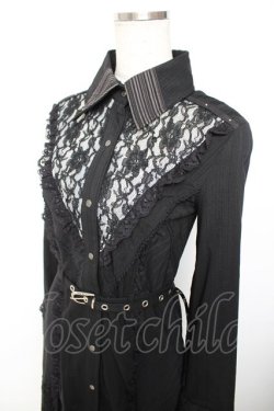 画像3: Ozz Croce / レースフリルシャツワンピース  黒 Y-25-12-01-025-OO-OP-SZ-ZY