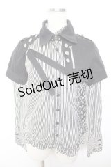 ALGONQUINS / プリント入りストライプレイヤードシャツ F 白×黒 Y-25-12-01-026-AL-BL-SZ-ZY