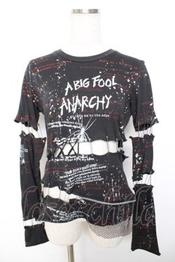 画像1: h.ANARCHY / 飛沫pt安ピンセパレートカットソー  黒 Y-25-12-01-029-HN-TO-SZ-ZY
