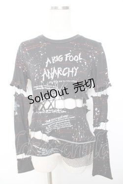 画像1: h.ANARCHY / 飛沫pt安ピンセパレートカットソー  黒 Y-25-12-01-029-HN-TO-SZ-ZY