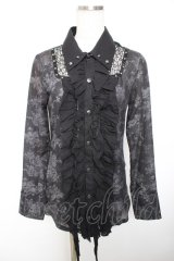 SEX POT ReVeNGe / 花柄ガーゼブラウス M 黒 Y-25-12-01-030-SP-BL-SZ-ZY