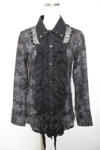 SEX POT ReVeNGe / 花柄ガーゼブラウス M 黒 Y-25-12-01-030-SP-BL-SZ-ZY