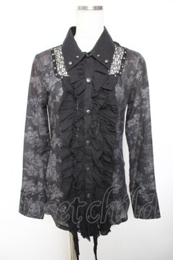 画像1: SEX POT ReVeNGe / 花柄ガーゼブラウス M 黒 Y-25-12-01-030-SP-BL-SZ-ZY