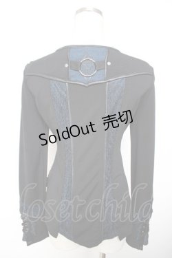 画像2: Ozz Croce / 蜘蛛の巣レース切替編み上げトップス  黒×青 Y-25-12-01-031-OO-TO-SZ-ZY