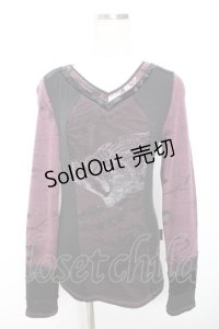 Ozz oneste / メッシュレイヤードトップス  黒×紫 Y-25-12-01-032-OO-TO-SZ-ZY