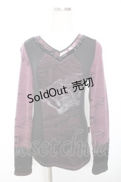 画像1: Ozz oneste / メッシュレイヤードトップス  黒×紫 Y-25-12-01-032-OO-TO-SZ-ZY