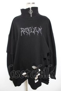 REFLEM / ハイネックダメージプルオーバースウェット F ブラック Y-25-12-01-033-PU-TO-SZ-ZY