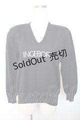 INGEBORG / ロゴVネックニット  黒 Y-25-12-01-038-LO-TO-SZ-ZY