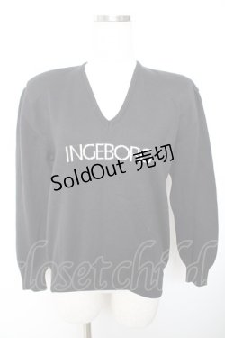 画像1: INGEBORG / ロゴVネックニット  黒 Y-25-12-01-038-LO-TO-SZ-ZY